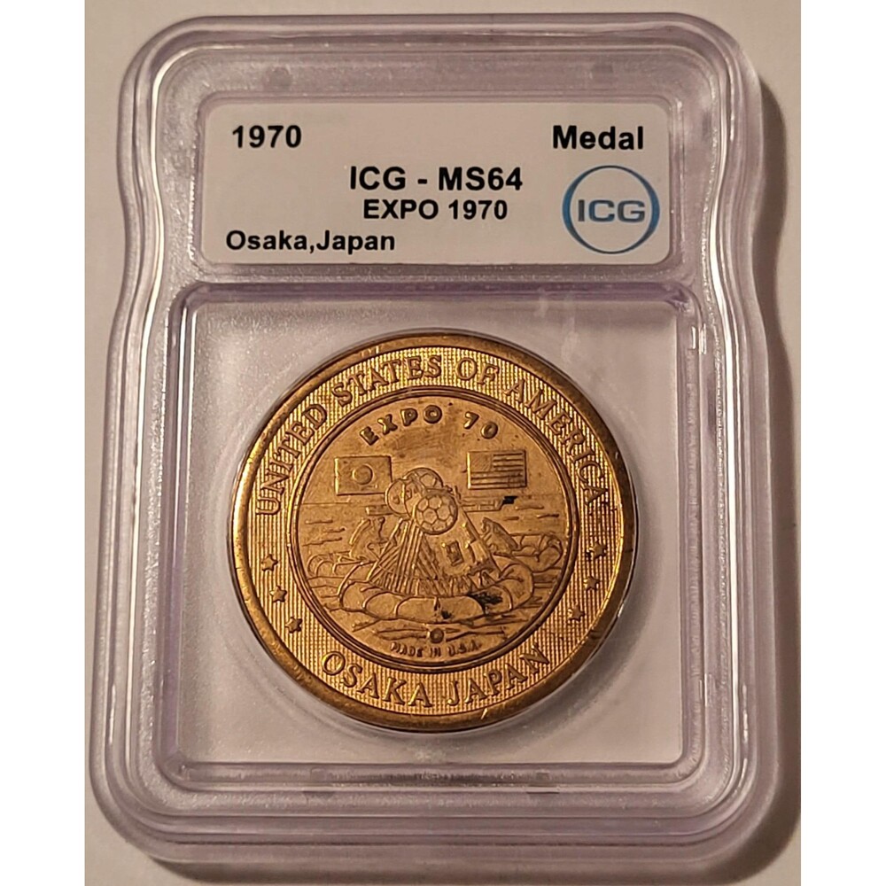 Osaka Japan 1970 Worlds Fair Expo Medal MS64 ICG